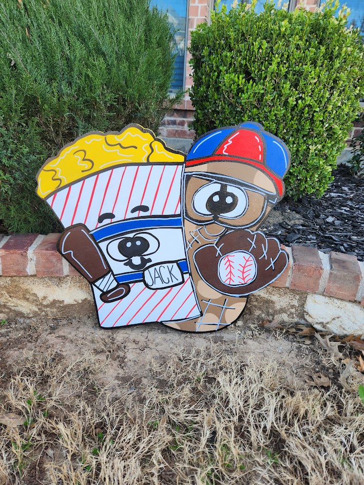 Baseball Cracker Jack and Peanuts Door Hanger or Yard Art