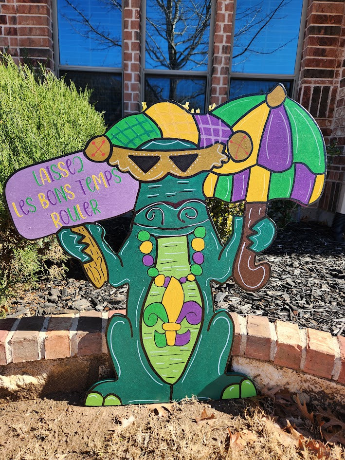 Mardi Gras Alligator Yard Art