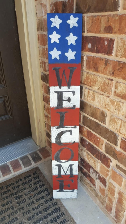 America Porch Leaner Wood Sign