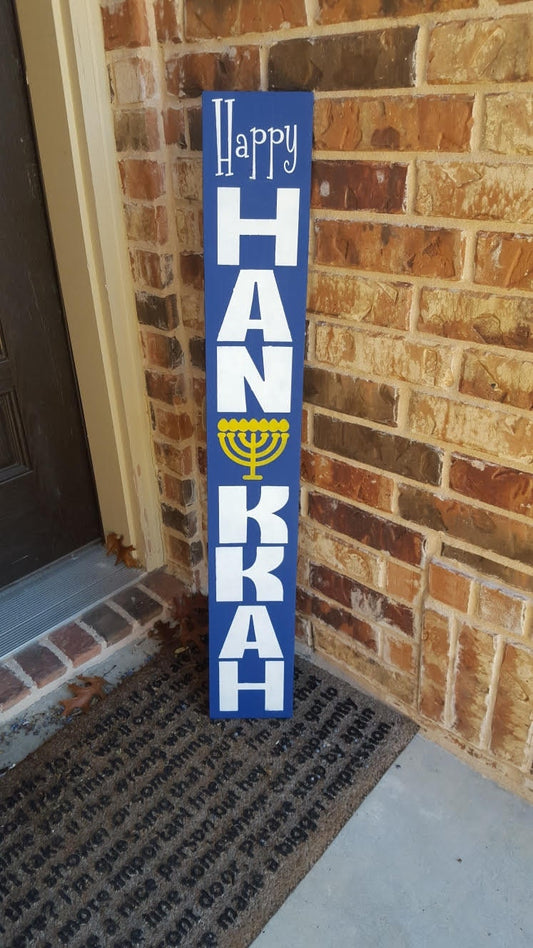 Happy Hanukkah Wood Sign/ Welcome Wood Sign/ Front Porch Wood Sign/ Hanukkah/ Chanukah/ Menorah/ Hanukkah Decor/ Hanukkah Yard Decor