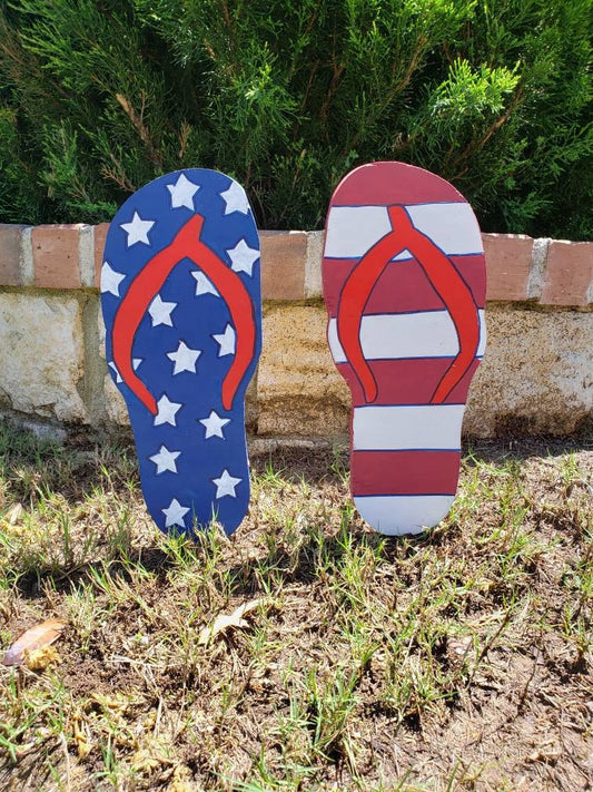 American Flag Flip Flops Yard Art