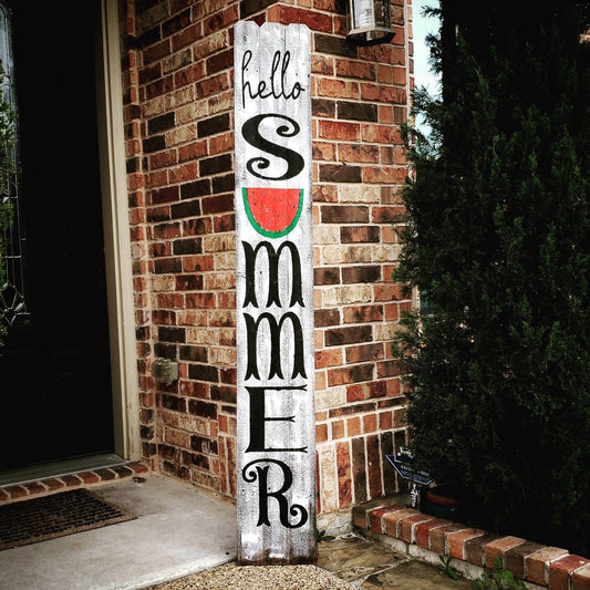 Hello Summer Wood Sign Porch Leaner 6ft