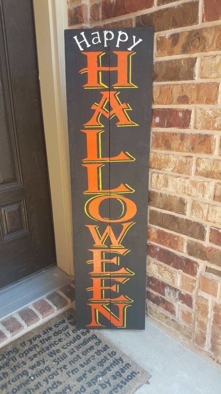 Happy Halloween Front Porch Leaner Wood Sign