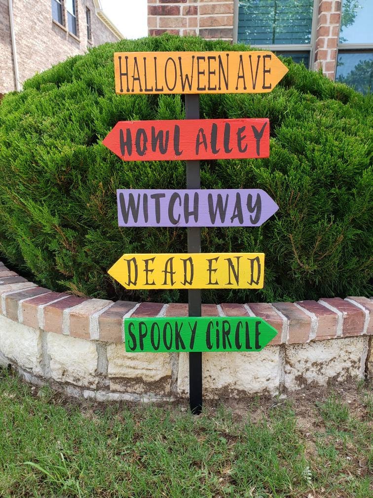 Halloween Directional Wood Sign