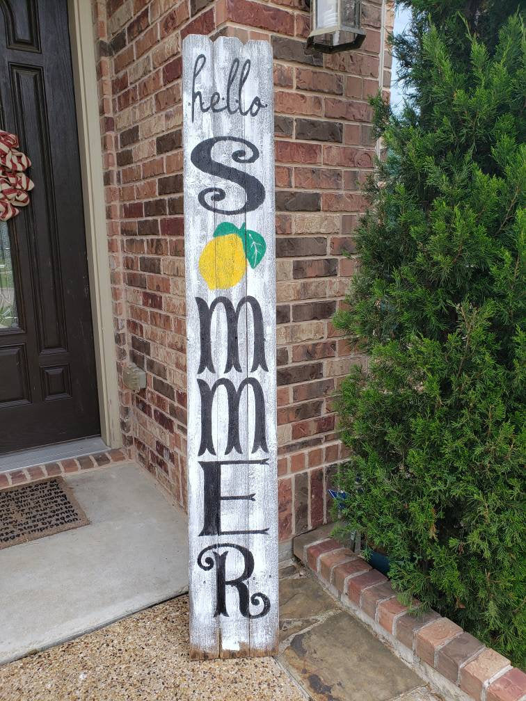 Welcome Summer Lemon Wood Sign 6ft Porch leaner