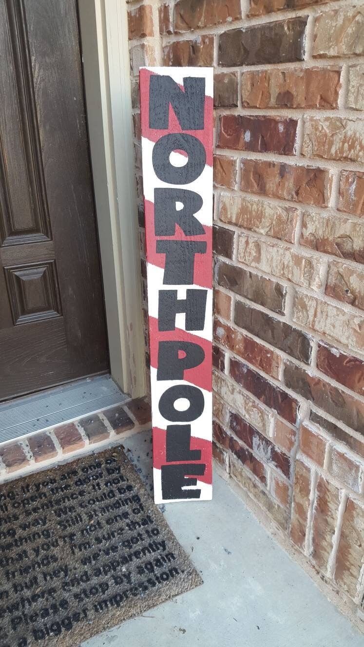 North Pole Wood Sign Porch Leaner