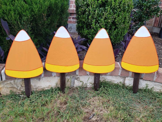 Candy Corn Halloween Yard Art (Set of 4)