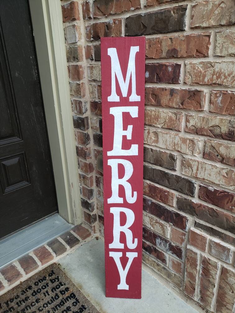 Merry Wood Sign Porch Leaner