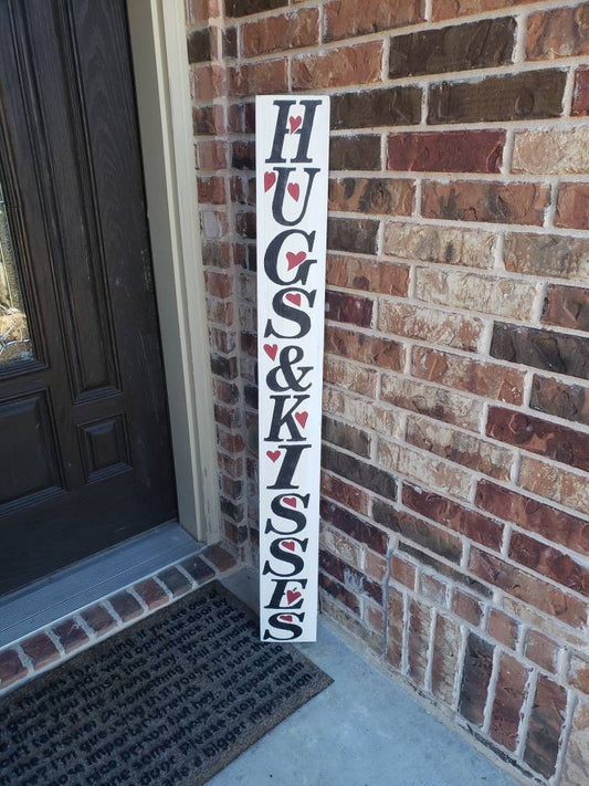 Hugs & Kisses Porch Leaner Wood Sign