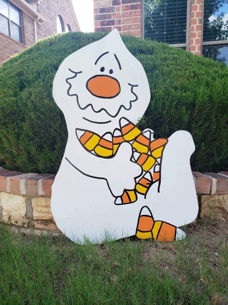 Ghost with Candy Corns Yard Art