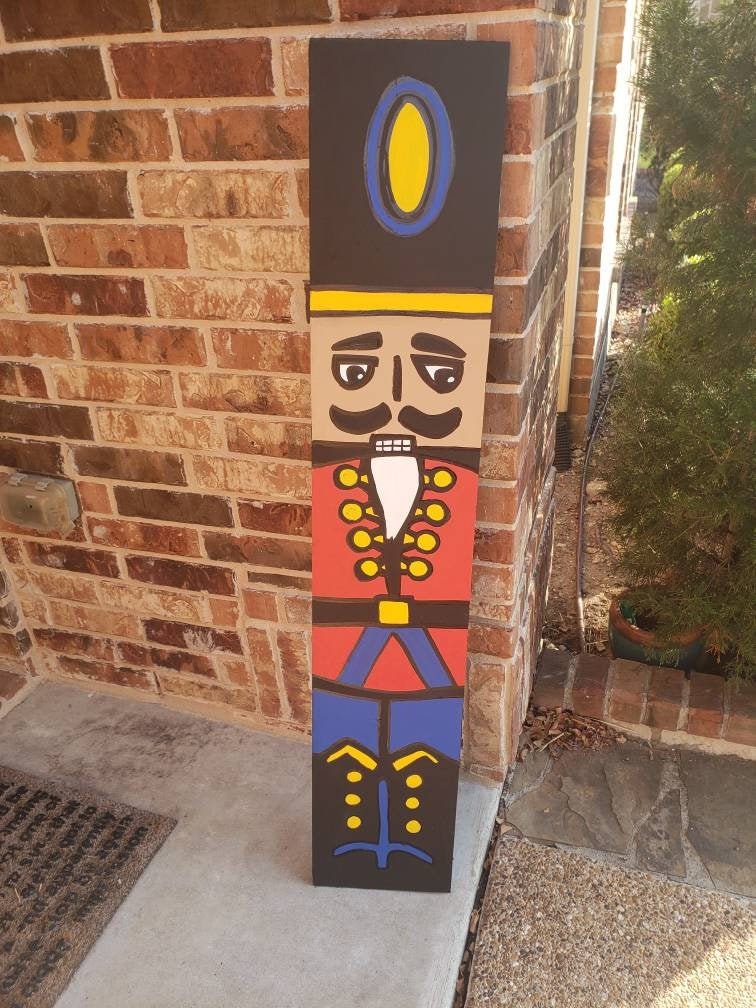 Wooden Christmas Nutcracker Porch Leaner Wood Sign