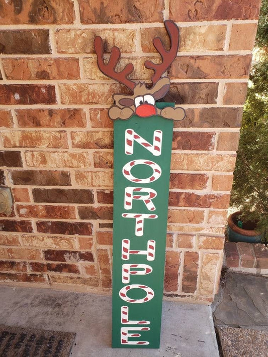 Rudolph Welcome Porch Leaner Sign