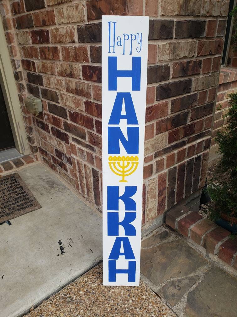 Happy Hanukkah Wood Sign/ Welcome Wood Sign/ Front Porch Wood Sign/ Hanukkah/ Chanukah/ Menorah/ Hanukkah Decor/ Hanukkah Yard Decor