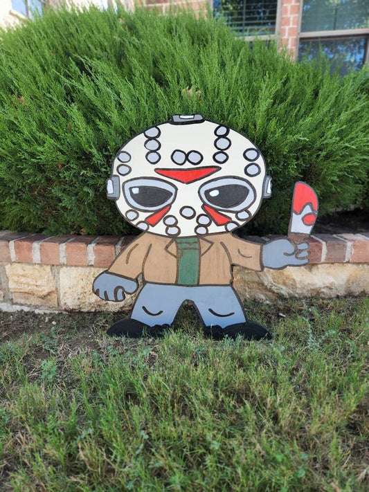 Horror Movie Wood Sign/ Holiday Yard Decor/ Jason Friday the 13th/ Halloween Wood Sign/ Halloween/ Jason Halloween Wood Yard Art/